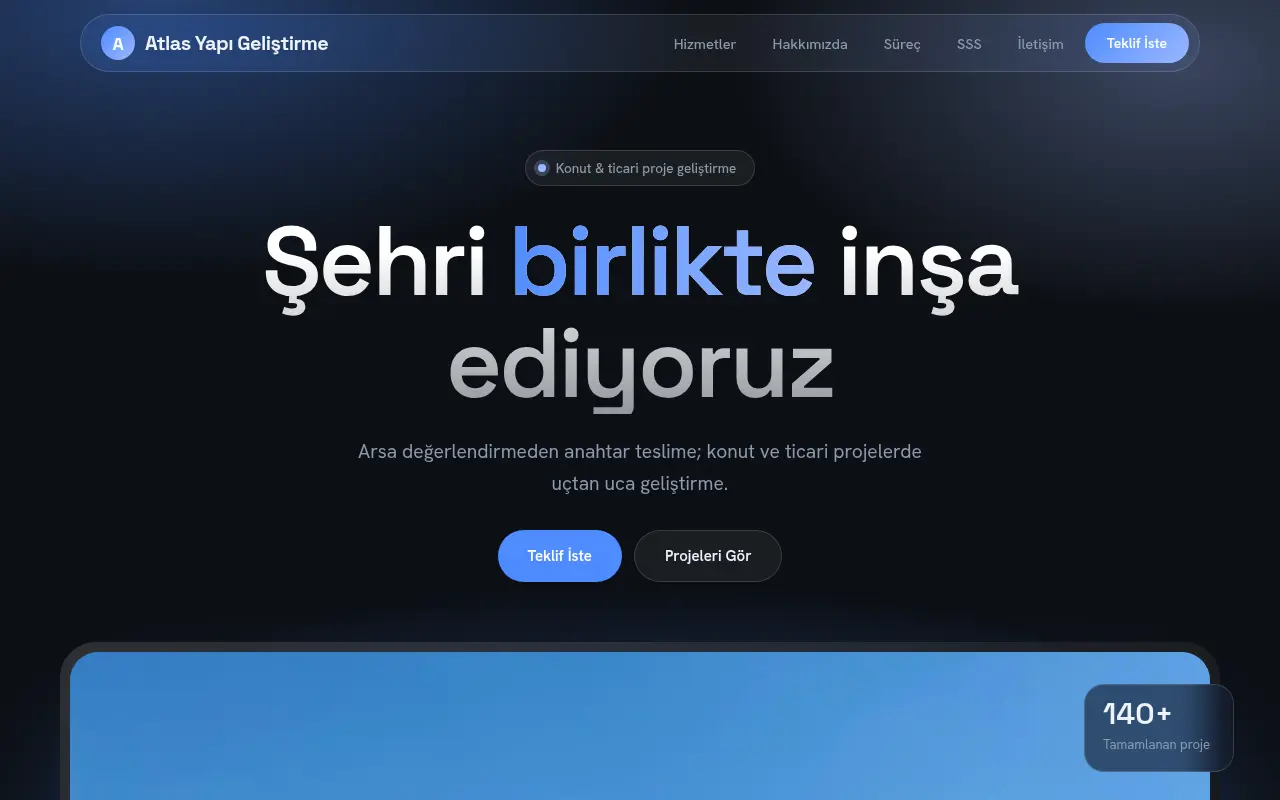 İnşaat Firması Web Sitesi — Atlas Yapı Geliştirme